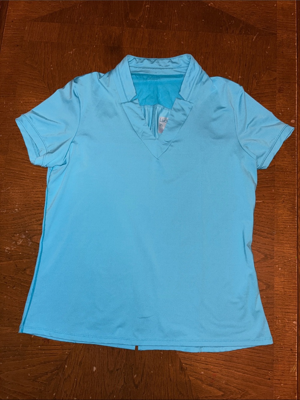 Lucky in Love Women’s Blue Short Sleeve Polo Top